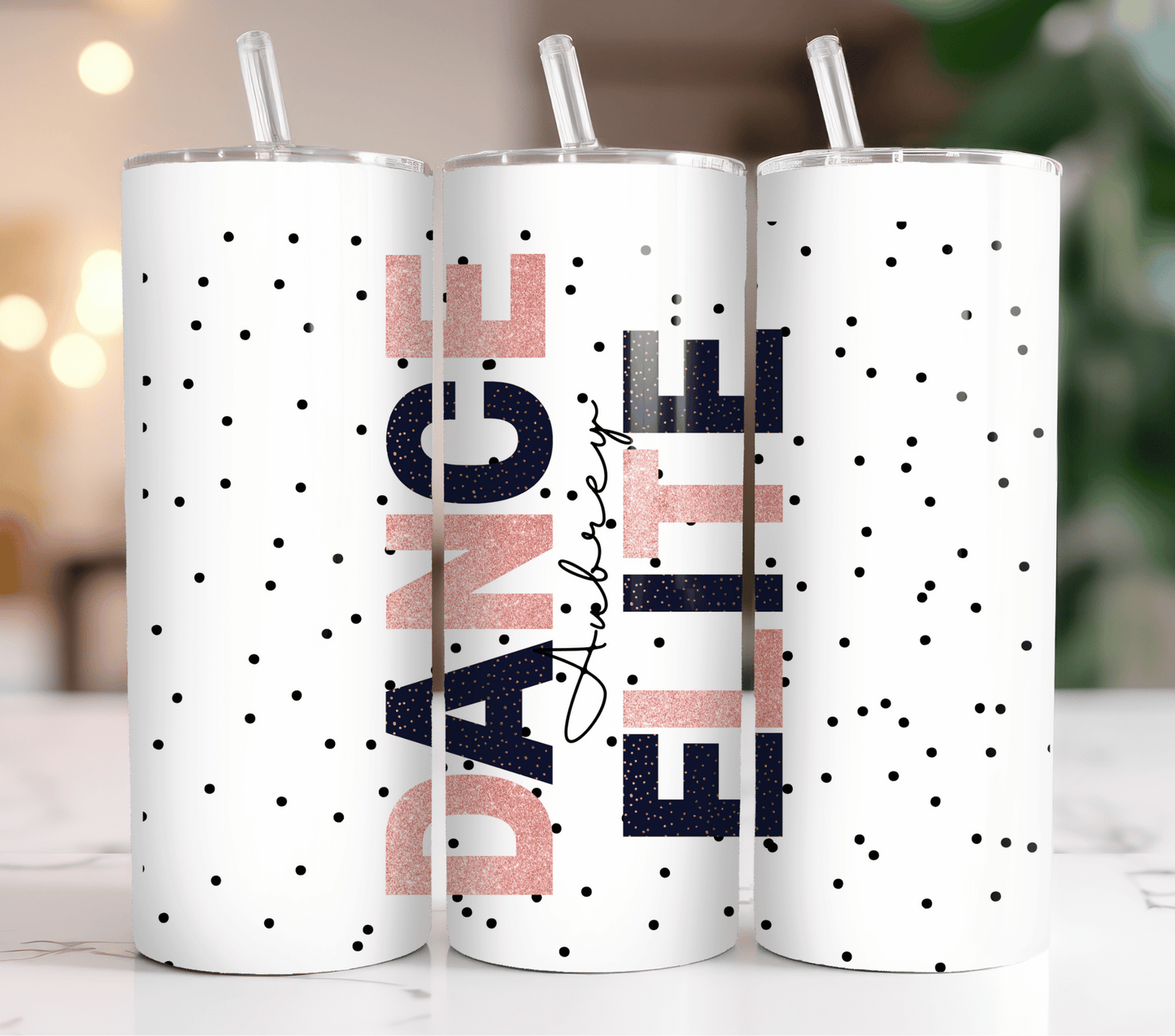 Polka Dot Dance Elite Personalized Tumbler