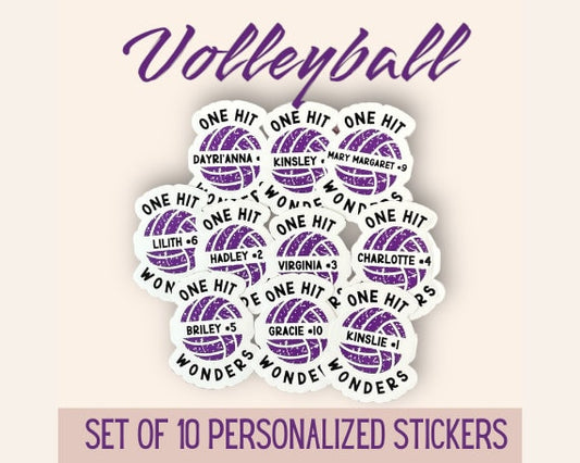 Personalized Team Volleyball stickers set of 10 | Sports Team name sticker | Custom volleyball decal | Volleyball team gift | Volleyball