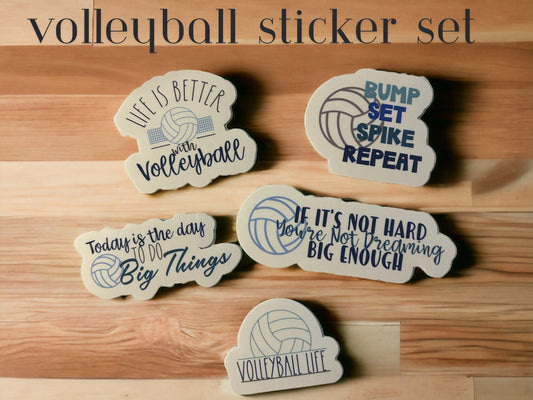 Custom Volleyball Sticker Set of 5 Stickers | Gift for volleyball player | Volleyball player stickers | Volleyball stocking stuffer