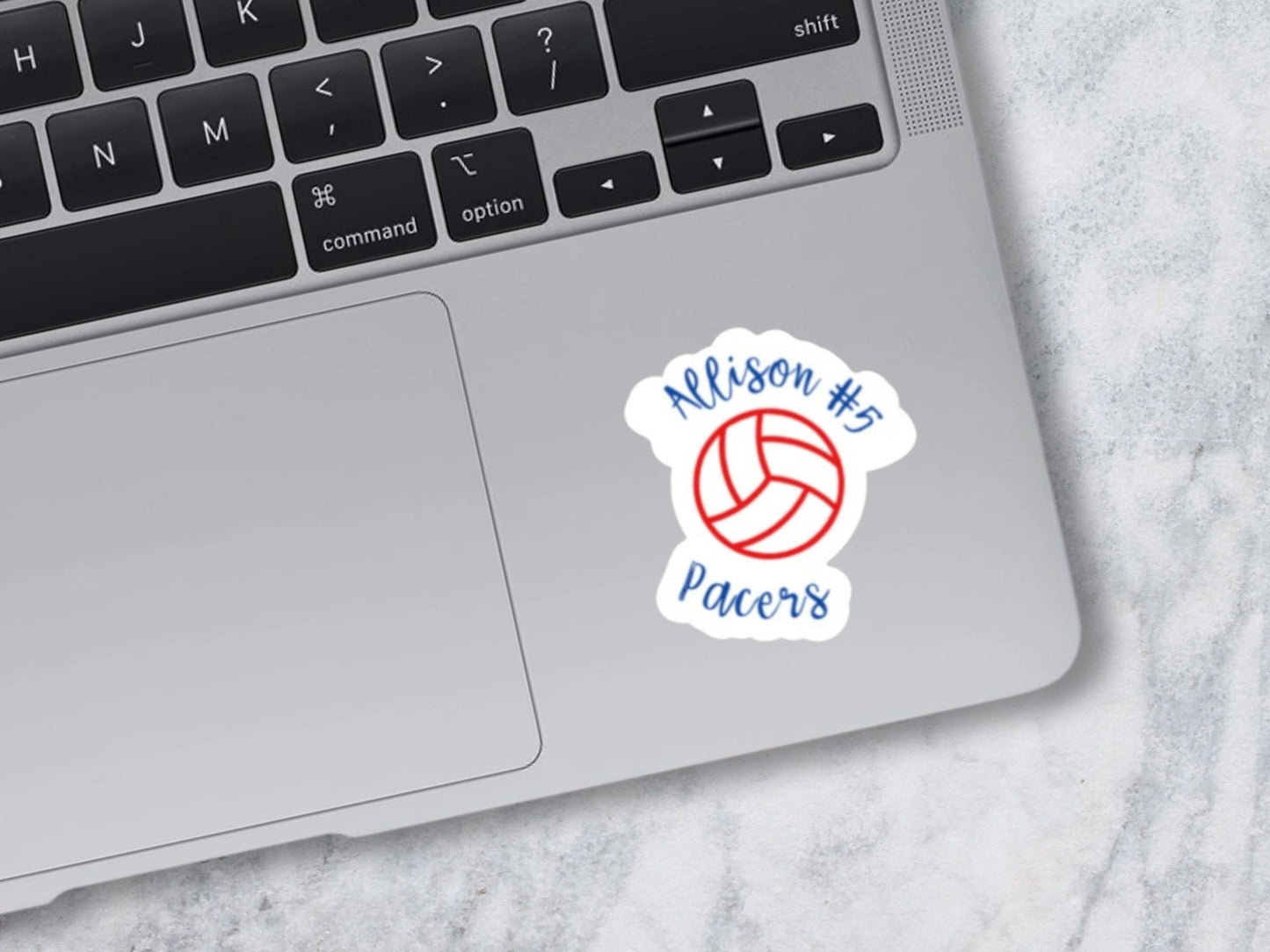 Volleyball sticker on laptop