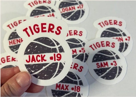 Personalized Basketball Team Stickers | Custom Name & Number Decals | Basketball Locker Stickers | Senior Night Gift | Team Spirit Set