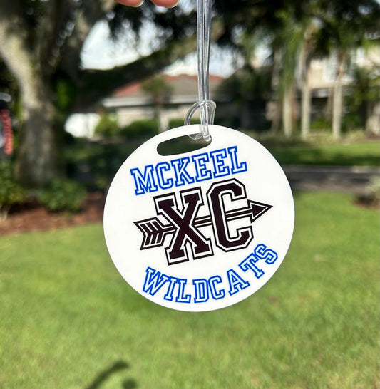 Personalized Cross Country Bag Tag | XC Aluminum Luggage Tag | Custom XC team gift | Sports Bag Tag | Round Bag Tag | Kids Sports Bag