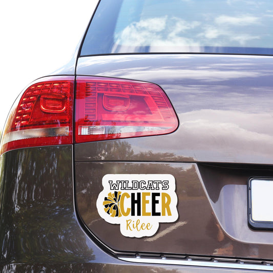 Cheer car magnet | Cheer team spirit gift | End of season team gifts | Personalized cheer stickers | Custom cheer gifts and magnets