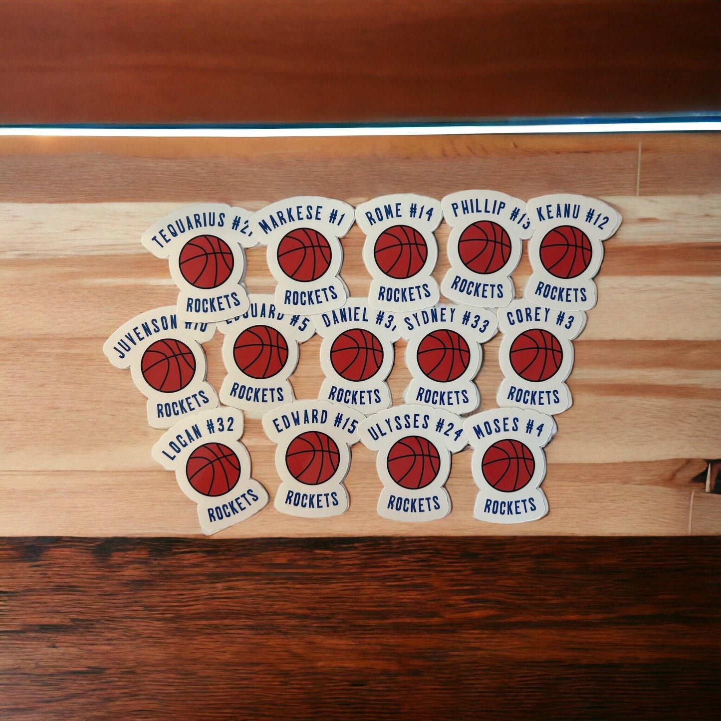 Personalized basketball team stickers