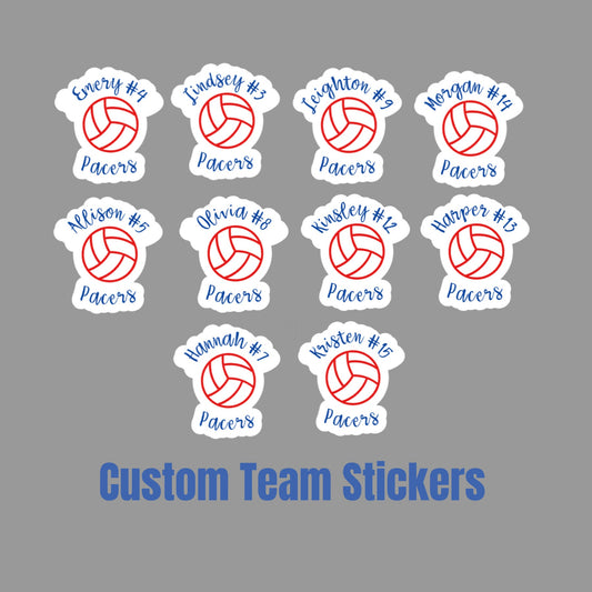 Personalized Team Volleyball stickers Set of 10