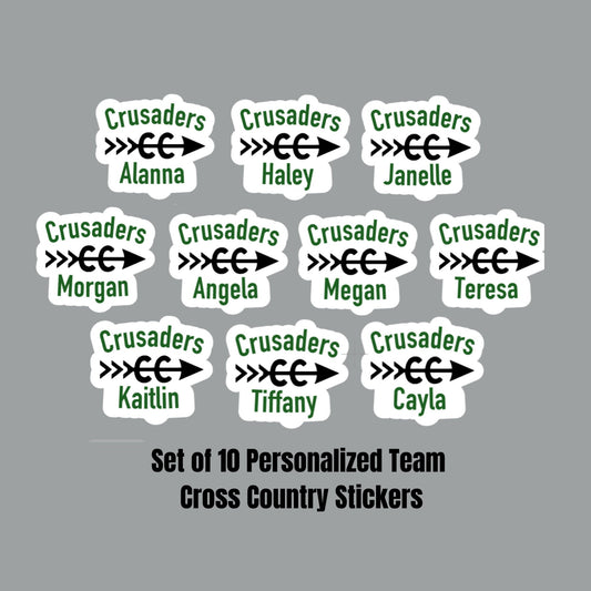Cross Country Team Personalized Sticker Set of 10