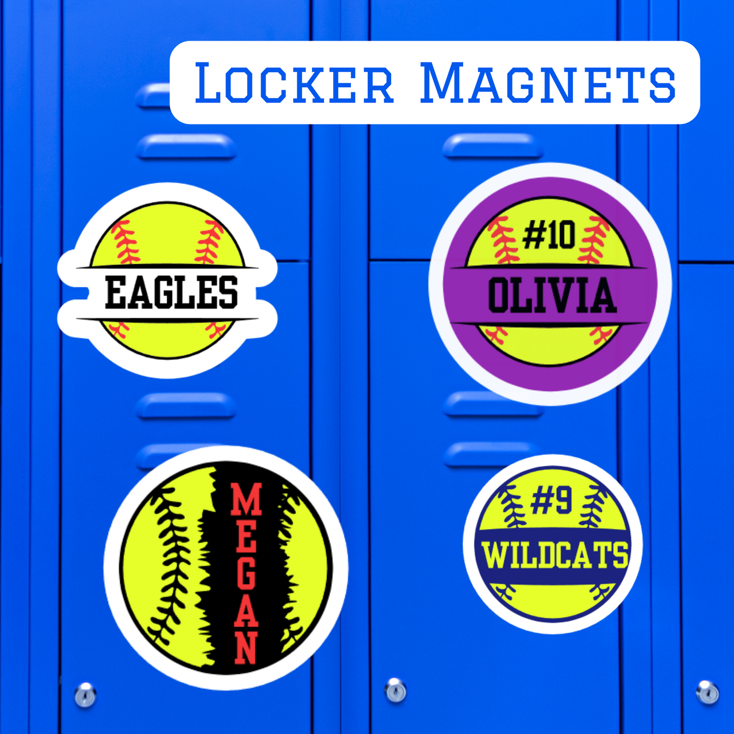 Personalized Softball Locker Magnets (Copy)