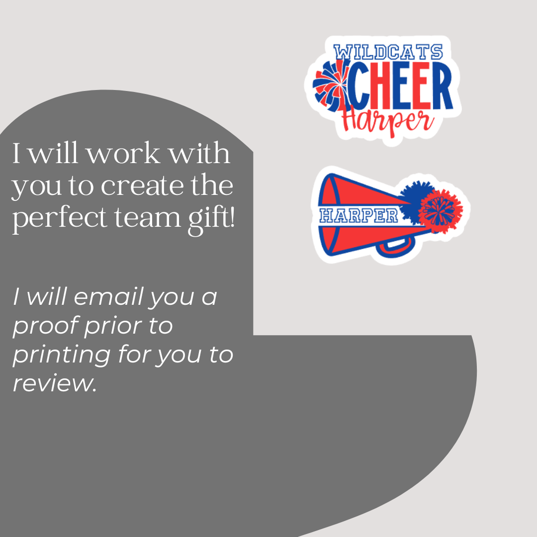 Personalized Cheer Sticker or Magnet