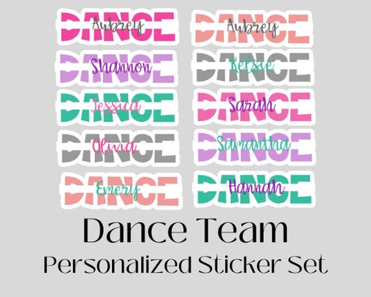 Personalized Dance Team sticker set