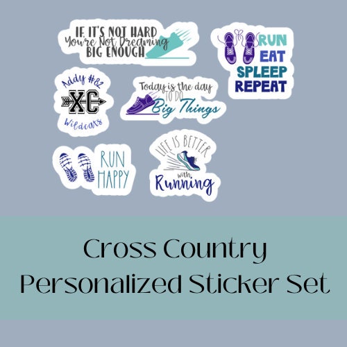 Personalized Cross Country Sticker Set of 6 Stickers