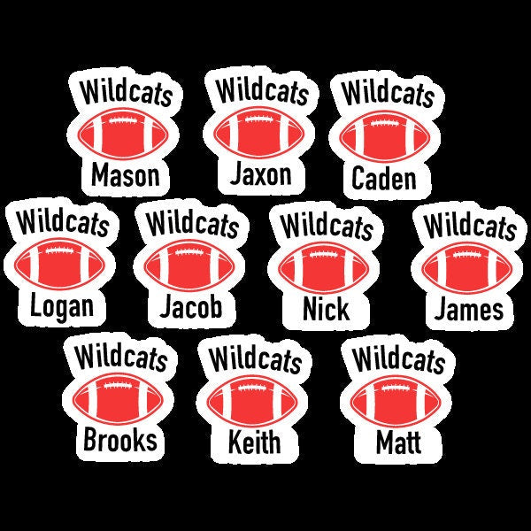 Personalized Football Team Sticker set of 10