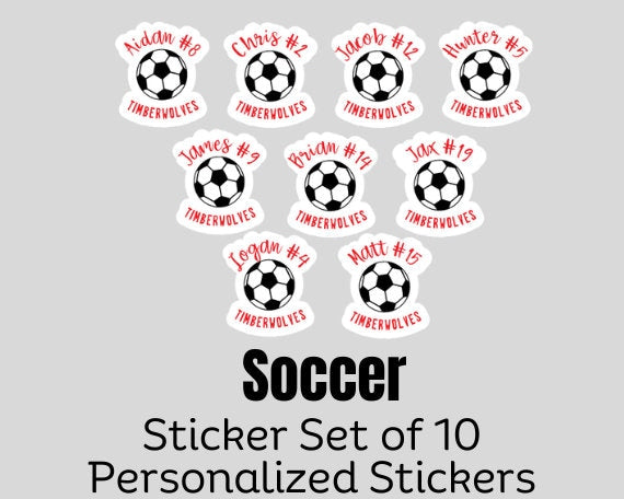 Personalized Soccer Sticker Set of 10