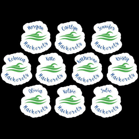 Swimming Personalized Team Sticker set of 10