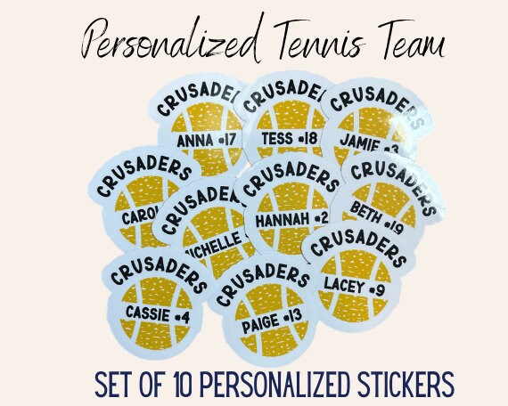 Taa Sticker Personalized Tennis Team stickers set of 10 – Breakingtapedesigns