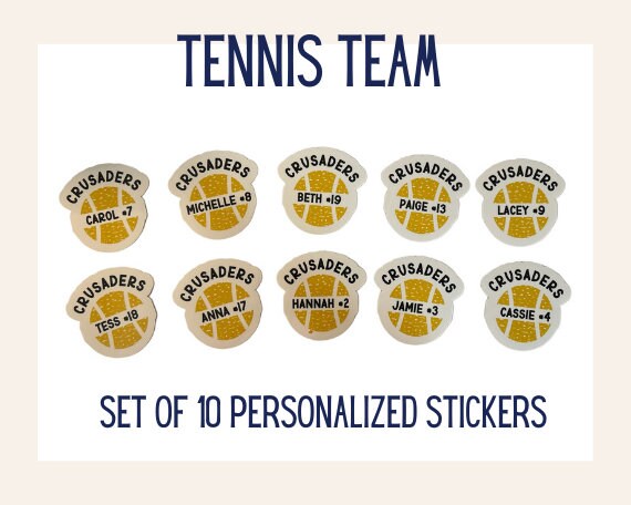 Personalized Tennis Team Stickers