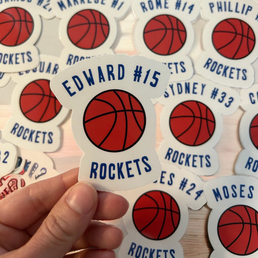 Personalized Basketball Stickers for team set of 10