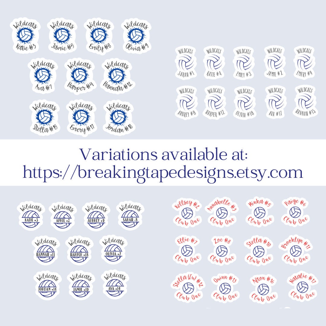 Personalized Team Volleyball stickers | Set of 10-15 Stickers | Custom Volleyball gift | Volleyball team gift | End of season gifts