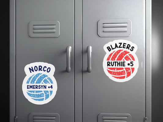 Volleyball magnets on locker
