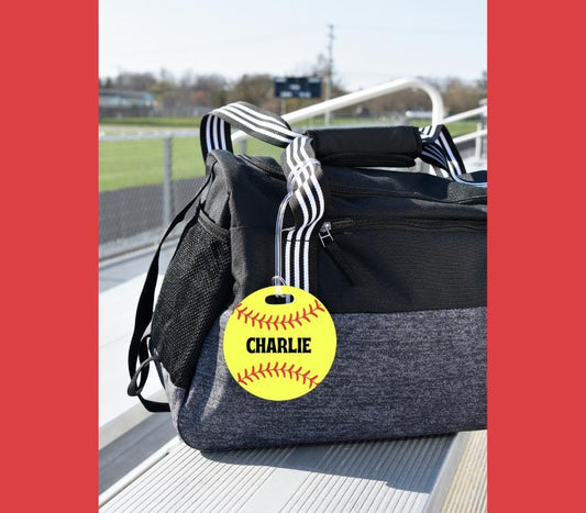 Personalized Softball Bag Tag | Softball Aluminum Luggage Tag | Custom Softball team gift | Sports Bag Tag | Bookbag tag | Softball bat bag