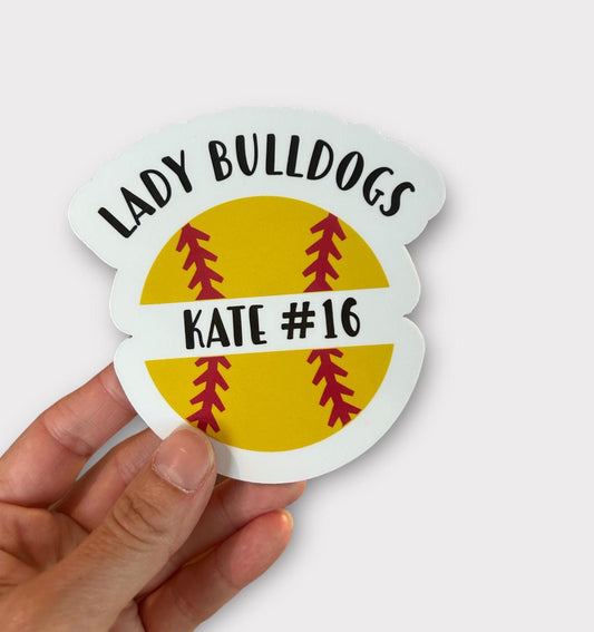 Softball Magnet for Locker | Personalized Softball magnet | Custom name Softball gift | Softball sticker