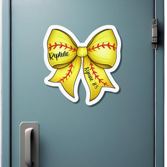 Personalized Softball Coquette Locker Magnets | Custom Softball Stickers | Team Spirit Gifts | Senior Night Decor | Sports Locker Name Tag