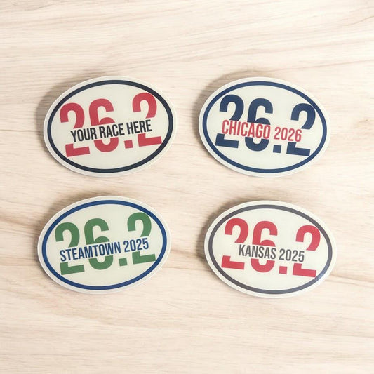 26.2 Marathon Sticker or Magnet – Custom Race Name – Oval Runner Gift – Finisher Car Magnet – Personalized Running Decal