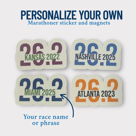 Personalized 26.2 Race Stickers | Custom running magnet | Waterproof magnets and stickers | Race swag | Running memorabilia | Marathon gift