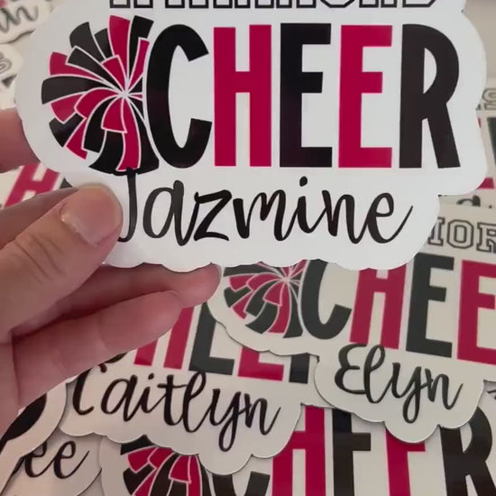 Cheer car magnet | Cheer team spirit gift | End of season team gifts | Personalized cheer stickers | Custom cheer gifts and magnets