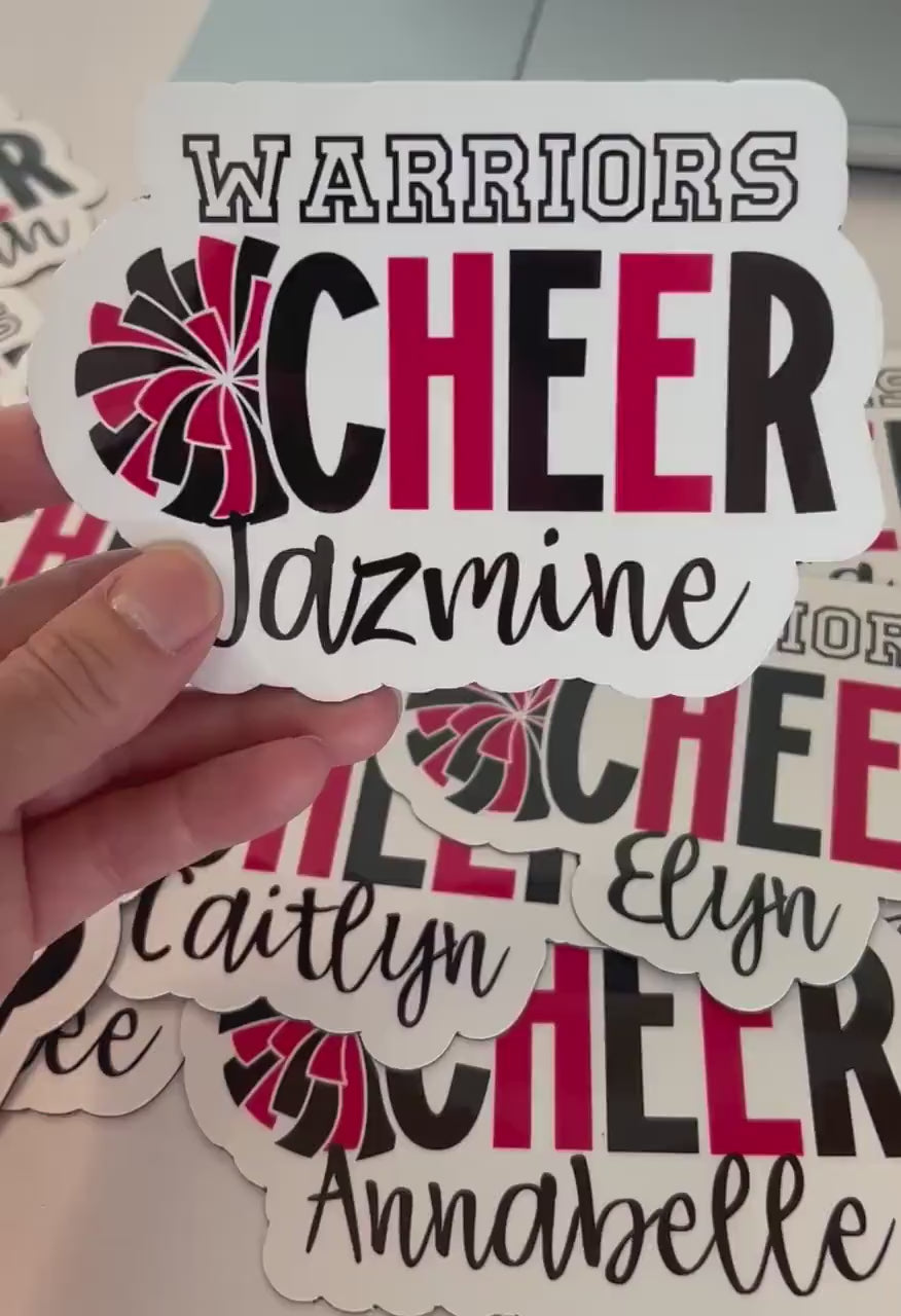 Cheer car magnet | Cheer team spirit gift | End of season team gifts | Personalized cheer stickers | Custom cheer gifts and magnets