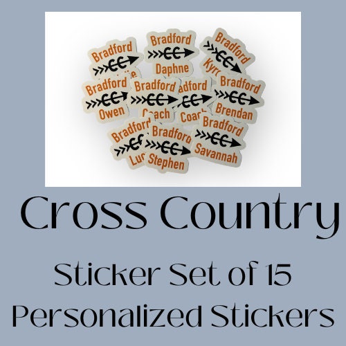 Personalized Cross Country Team sticker set of 15